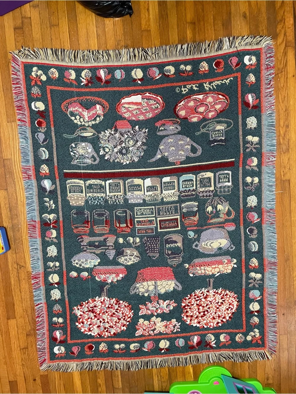 Pat Albeck Vintage Kitchen Fruit & Jam Tapestry Throw Cottagecore whimsy